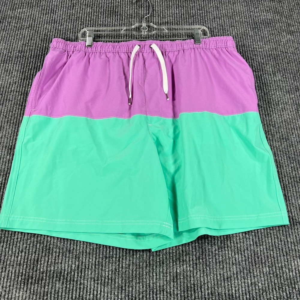 Sonoma‎ Mens Swim Trunks Shorts 2XL XXL Purple Green Lined New NWT 7" Inseam